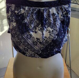 Navy and White Floral Summer Top